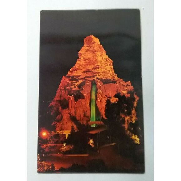 Amusement Disneyland Anaheim California Matterhorn At Night 1960s Unposted - Picture 1 of 3